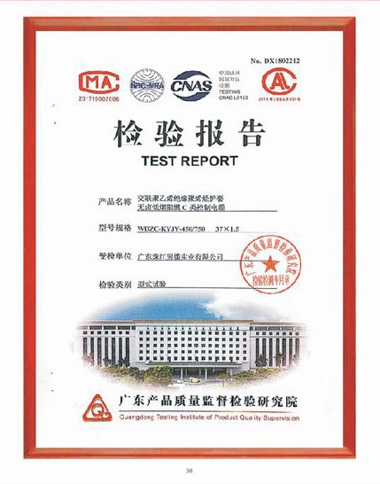 低煙無鹵電線電纜檢驗報告05